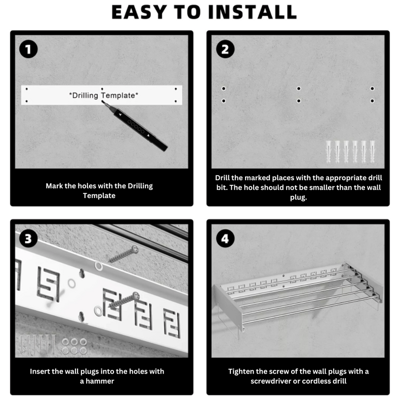 SpaceSaver Wall-Mounted Drying Rack